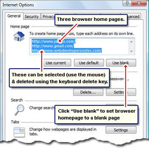 internet options in the windows 7 panel